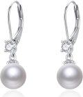 wholesale 925 Sterling Silver AAA Cubic Zirconia & Imitation Pearl Elegant White Dangle Drop Earrings for Women-0-0