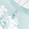 wholesale Silver Metal Cubic Zirconia Blue Crystal Dolphin Necklace for Women Girls Gifts Jewelry Accessories 925 Sterling Silver Chain Charm Pendants Necklaces Valentine's Day Birthday Christmas Present Ideas-0-3