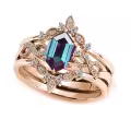 wholesale 925 Sterling Silver Moissanite Hexagon Gemstone Engagement Rings Wholesale Set with Birthstone Engraving-0-1