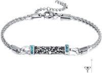 wholesale 925 Sterling Silver Tree of Life Turquoise Inlay Memorial Bracelet with Funnel and Fill Tool for Ashes or Jewelry Storage - Fits Most Standard Urns (7)-Tree of Life-2