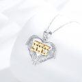 wholesale 925 Sterling Silver Angel Number 555 Heart Wings Pendant Necklace with Gold Accents and Cubic Zirconia Stones on an Adjustable Length Chain (16-24 inches)-0-4
