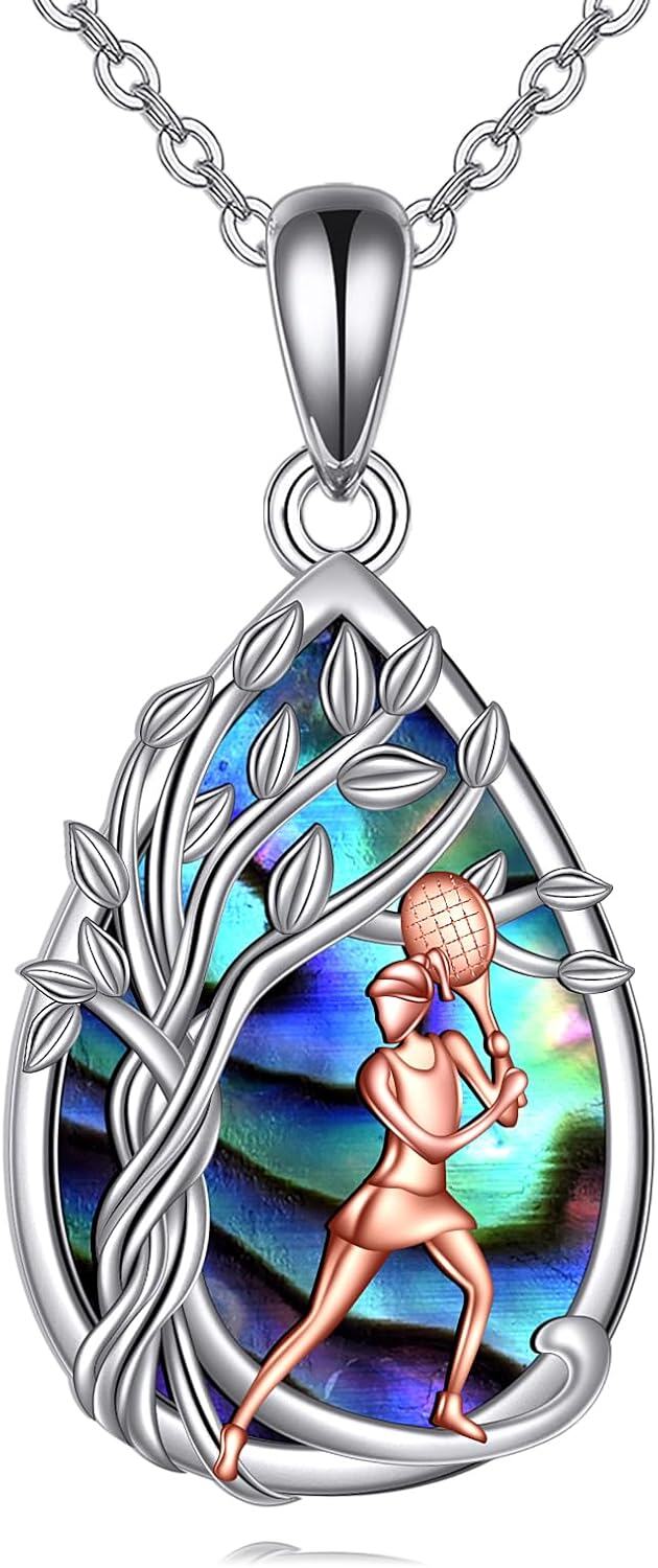  Sterling Silver Abalone Shell Tree of Life Necklace -Tennis