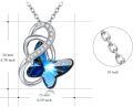 wholesale 925 Sterling Silver Blue Butterfly Pendant Necklace Wholesale With Crystal Accents-0-4