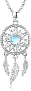 wholesale 925 Sterling Silver Dreamcatcher Feather Pendant Necklaces for Women - I Love You to the Moon & Back-0-0