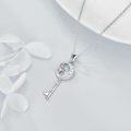 wholesale 925 Sterling Silver Crescent Moon Star Cat Tree of Life Pendant Key Necklace with Blue Enamel Accents-0-3