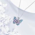 wholesale 925 Sterling Silver Blue & Purple Enamel Butterfly Pendant Necklace for Women-0-4