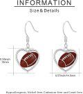 wholesale 925 Sterling Silver Heart-Shaped American Football Dangle Earrings Sporty Gift for Women-0-5