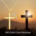 wholesale 14K Gold Cubic Zirconia Small Cross Pendant Necklaces for Women Gifts Jewelry Accessories-0-5