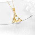wholesale 14K Gold White Opal Heart Celtic Knot Triquetra Pendant Necklace for Women-0-4