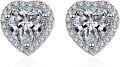 wholesale Heart-Shaped Cubic Zirconia Stud Earrings - 925 Sterling Silver & Platinum-Plated Jewelry for Women-0-0