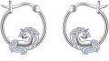 wholesale 925 Sterling Silver Crystal Unicorn Huggie Hoop Earrings for Women-0-0