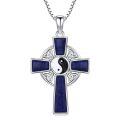 wholesale 925 Sterling Silver Celtic Cross Pendant With Lapis Lazuli And Yin Yang Design-0-0