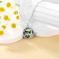 wholesale 925 Sterling Silver Aquarius Zodiac Abalone Shell & Cubic Zirconia Pendant Necklace-0-1