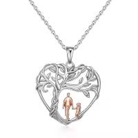 TOUPOP Sterling Silver Abalone Shell Father Heart Tree Of Life Necklace-undefined