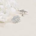 wholesale 925 Sterling Silver Flower Stud Earrings with CZ Stones and Leaf Design-0-3