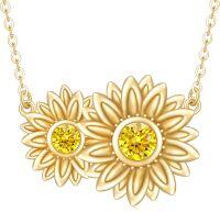 wholesale 14K Gold Plated Yellow Crystal Daisy Pendant Necklace - Real Gemstone s for Her-Style 2