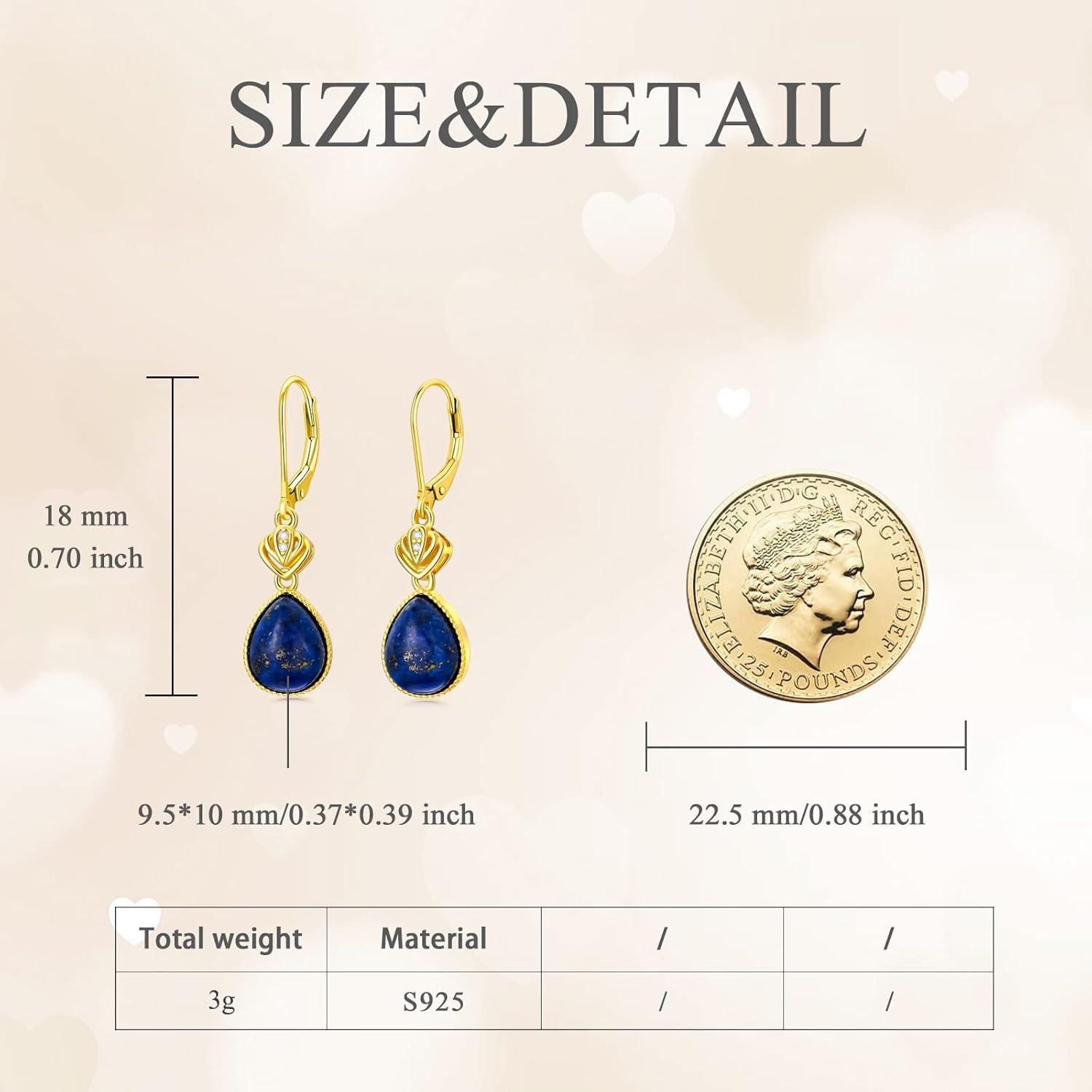 Sterling Silver Lapis Lazuli Dangle Earrings Boho Wedding Gifts for Women-0-4