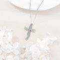 wholesale 925 Sterling Silver Cross Necklace with Cubic Zirconia Accents and Sea Turtle Charm-0-3