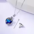 TOUPOP Sterling Silver Blue Crystal Sunflower Urn Necklace For Ashes Memorial Pendant-0-3