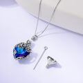 TOUPOP Sterling Silver Blue Crystal Sunflower Urn Necklace For Ashes Memorial Pendant-0-3