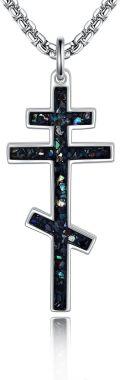 wholesale 925 Sterling Silver Obsidian & Malachite Saint Michael's Cross Pendant for Men-0-0