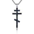 wholesale 925 Sterling Silver Obsidian & Malachite Saint Michael's Cross Pendant for Men-0-0