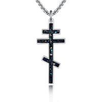 wholesale 925 Sterling Silver Obsidian & Malachite Saint Michael's Cross Pendant for Men-Orthodox B