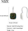 wholesale 925 Sterling Silver Black Opal Square Drop Earrings - October Birthstone Jewelry-0-5