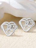 wholesale 925 Sterling Silver Heart Knot Stud Earrings - Celtic  for Women-0-3