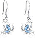 wholesale 925 Sterling Silver Blue Crystal Butterfly Drop Earrings Gifts for Women-0-0