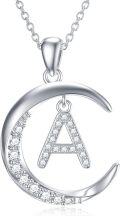 wholesale TOUPOP A Initial Letter Necklace Sterling Silver Moon Pendant Necklace Birthday Christmas Jewelry Gifts For Women -0-0