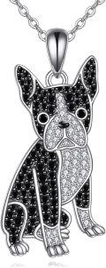 wholesale 925 Sterling Silver Black and White Cubic Zirconia Dog Pendant Necklace for Women-0-0