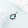 wholesale 925 Sterling Silver Platinum Plated Celtic Trinity Knot Rainbow Moonstone Teardrop Pendant Necklace-0-4