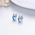 wholesale 925 Sterling Silver Blue Heart Cat Stud Earrings - Adorable Kitty  for Her-0-2