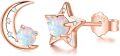 wholesale 925 Sterling Silver Opal Moon & Star Stud Earrings with Cubic Zirconia Accents - Hypoallergenic Jewelry for Women-0-0