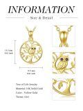 TOUPOP 14K Gold & Stone Tree Of Life Owl Pendant Necklace for Women-0-4