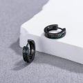 wholesale Black  Celtic Knot Green Resin Inlay Huggie Hoop Earrings 15mm - 925 Sterling Silver  for Women and Men-0-1