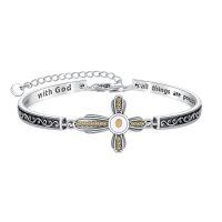 wholesale 925 Sterling Silver Cross Bracelet Wholesale With Pink Stones And Engraved Inspirational Message-November