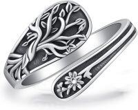 wholesale 925 Sterling Silver Spoon Ring with Hummingbird Vintage Adjustable Women s Jewelry-B-Spoon
