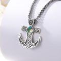 wholesale 925 Sterling Silver Cross Pendant with Opal and Turquoise Stone Necklace -0-11