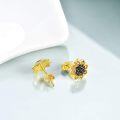 wholesale 925 Sterling Silver Daisy Sunflower Stud Earrings for Women Birthday Gifts Moonstone Gold Plated Flower Earrings Sunflower Jewelry-0-4