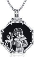 wholesale 925 Sterling Silver St Francis of Assisi Deer Cross Medal Charm Pendant Necklace for Men Women Boys Girls Gifts 36 Chain-0-0