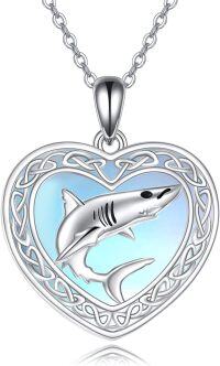 wholesale 925 Sterling Silver Shark Heart Celtic Knot Pendant Necklace for Women-Animal necklace-Shark