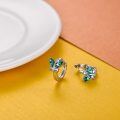 wholesale 925 Sterling Silver Butterfly Earrings Wholesale With Blue And Clear Crystals-0-20