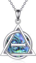 wholesale 925 Sterling Silver Abalone Shell Triquetra Trinity Celtic Love Knot Pendant Necklace-0-0