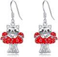 wholesale 925 Sterling Silver Mushroom Cat Dangle Drop Earrings for Women Girls -0-0