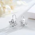 wholesale 925 Sterling Silver Octopus Hoop Earrings White Gold Plated Black Eyes Sea Animal Jewelry-0-2