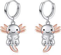 wholesale 925 Sterling Silver Axolotl Angel Wings Huggie Hoop Earrings for Women Girls Gift 925 Jewelry Set-Axolotl Earrings