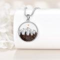 wholesale 925 Sterling Silver Mountain Scene with Wooden Base and Mustard Seed Pendant Necklace-0-1