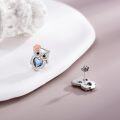 wholesale 925 Sterling Silver Owl Heart Stud Earrings with Rose Gold Accents and Blue Crystal for Women Girls Gifts-0-2
